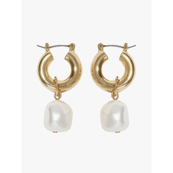 Ana Luisa Sara Pearl Hoop Earrings - One Size - Gold - Picture 1 of 6
